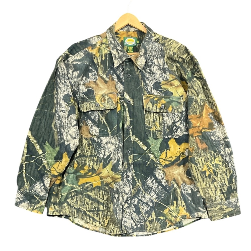 Cabela's Camo Button Down Shirt Jacket Mens XL Hunting Outdoor Workwear